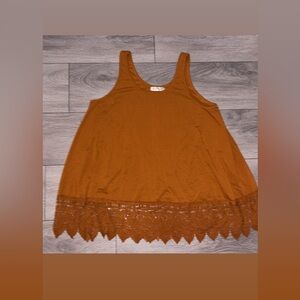 Xiaomaanji Women’s Plus Size 2XL Dressy Tank Top Lace Bottom Swing EUC